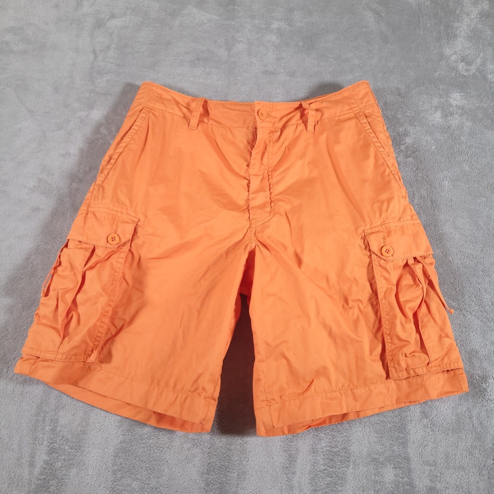 J.Crew Cargo Shorts Mens 34 Orange Solid Cotton Utility Summer Outdoor 69053